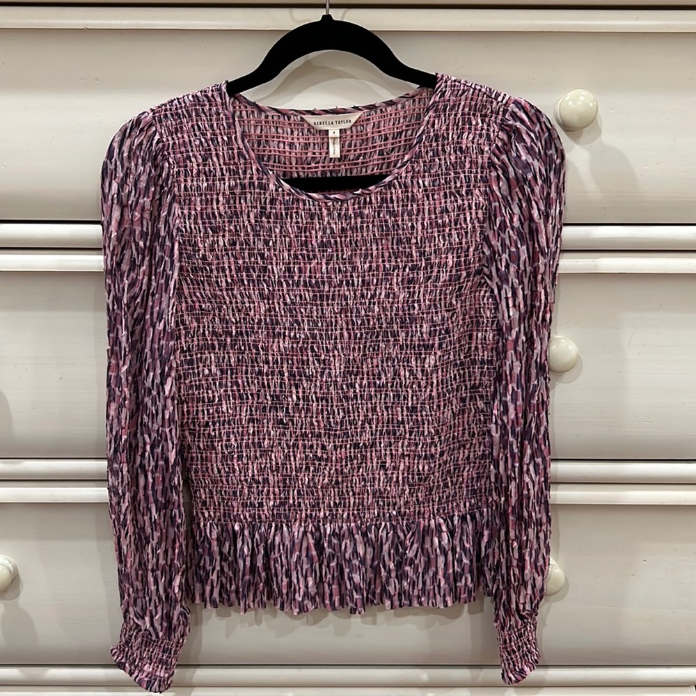 Rebecca Taylor silk blend long sleeve blouse